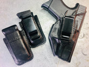 MINIMALIST LEATHER HOLSTER SET UP WITH MAG POUCHES